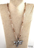 Boho Necklace, RH Amazonite Jasper, Dragonfly Brown Natural Stone